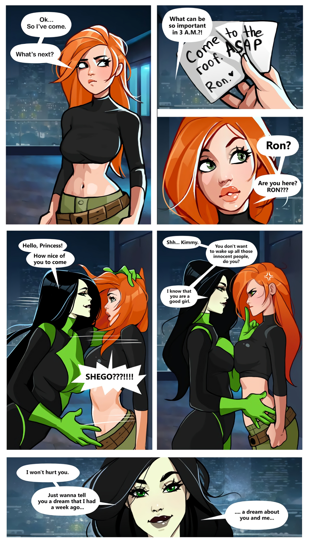 Comic Cover for Kim and Shego Date on the roof